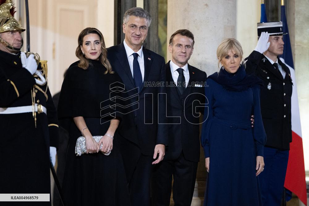 Official dinner with Croatia Prime Minister at the Elysee - Paris