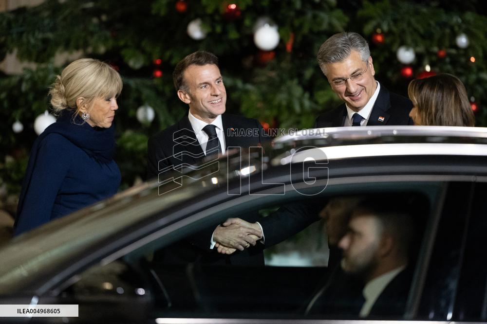 Official dinner with Croatia Prime Minister at the Elysee - Paris