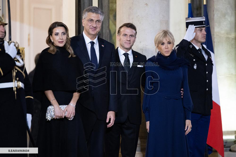 Official dinner with Croatia Prime Minister at the Elysee - Paris
