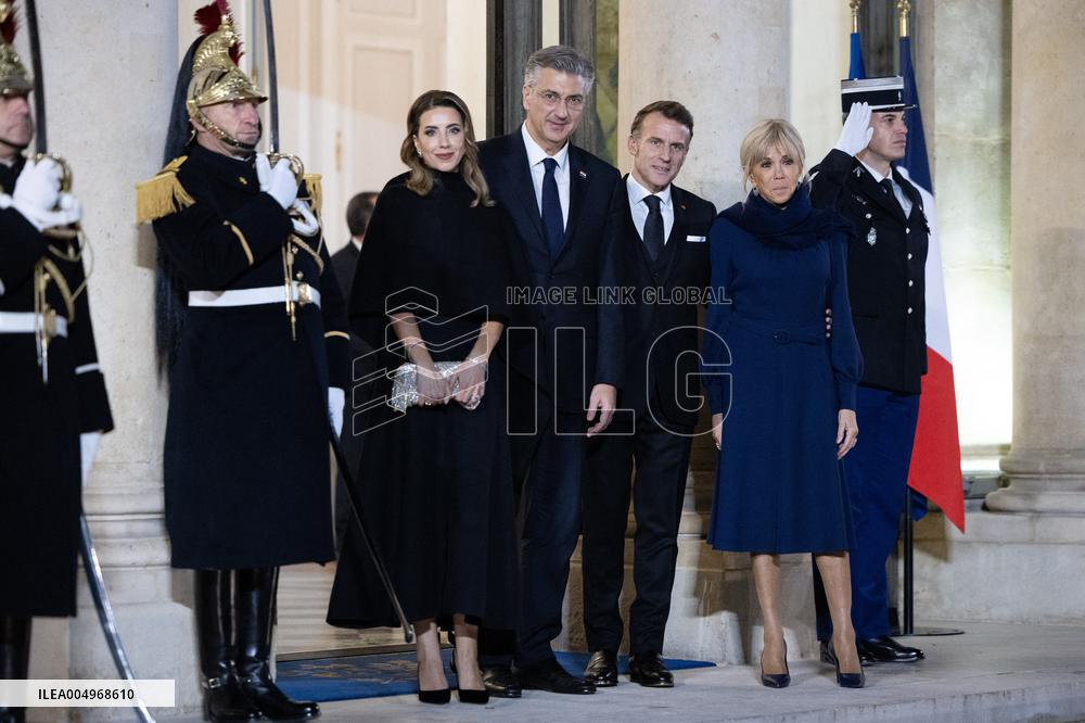 Official dinner with Croatia Prime Minister at the Elysee - Paris
