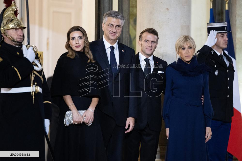 Official dinner with Croatia Prime Minister at the Elysee - Paris