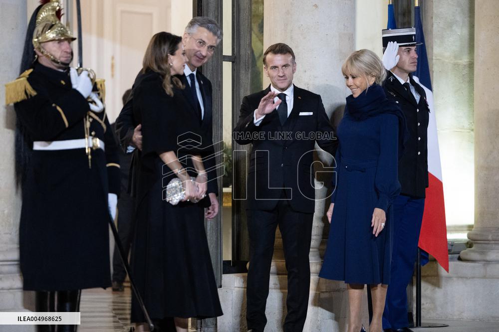 Official dinner with Croatia Prime Minister at the Elysee - Paris