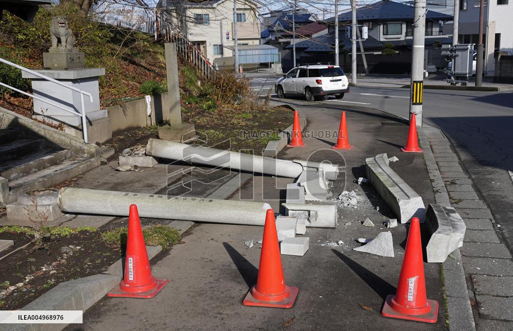 Aftermath of strong quake in northeastern Japan