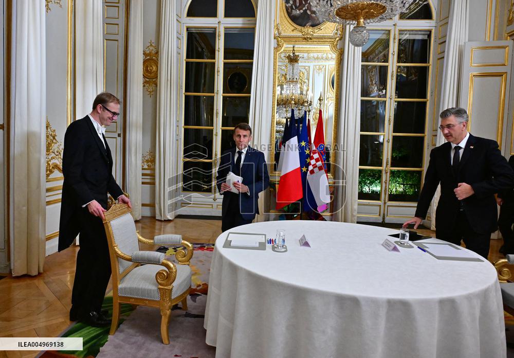 President Macron And PM Plenkovic Meeting - Paris
