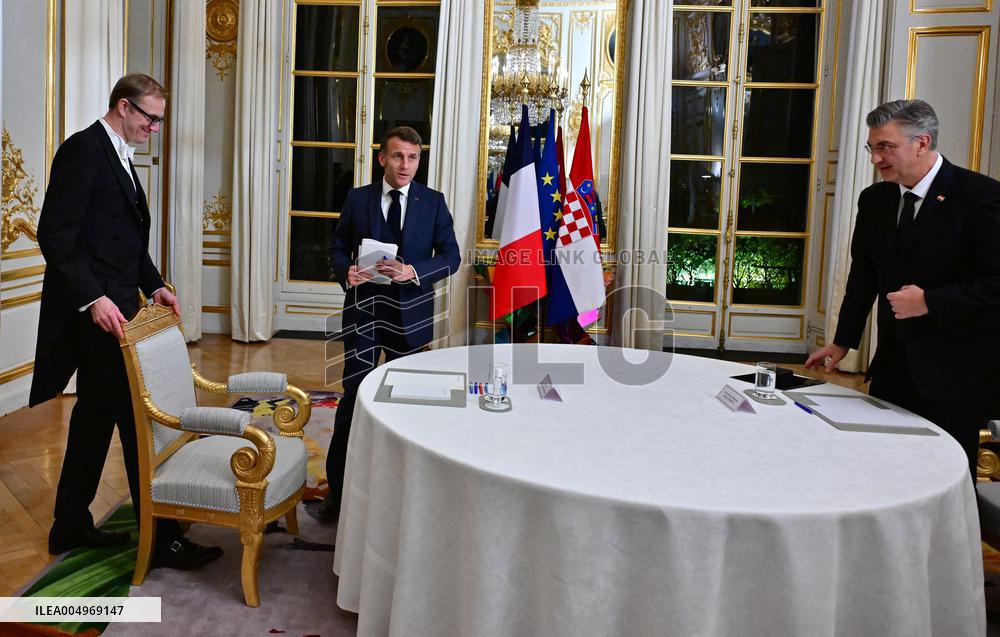 President Macron And PM Plenkovic Meeting - Paris