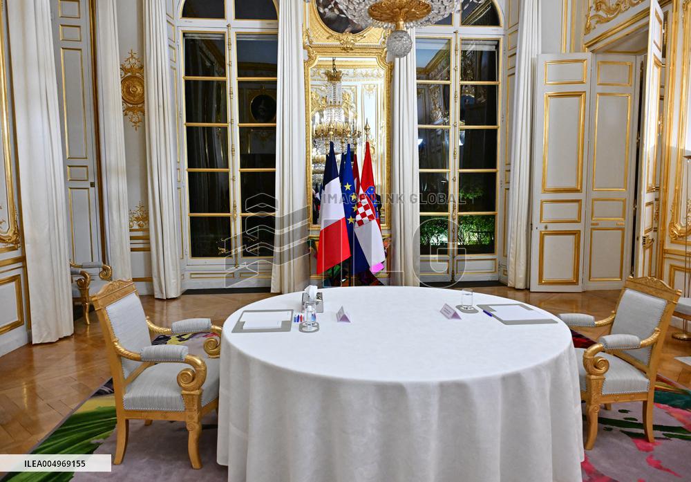 President Macron And PM Plenkovic Meeting - Paris