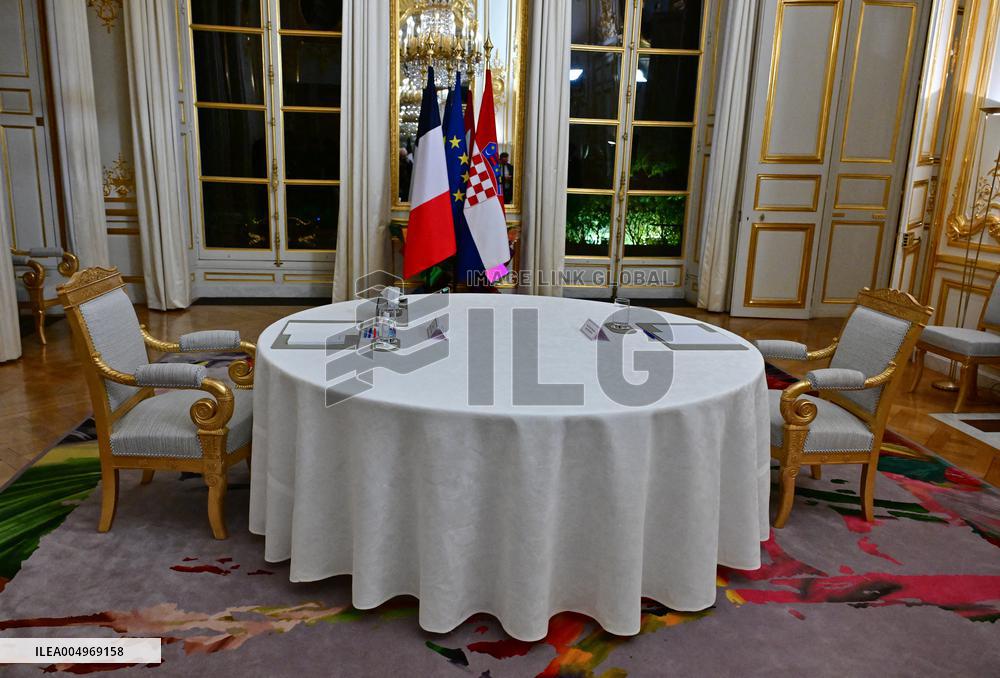 President Macron And PM Plenkovic Meeting - Paris