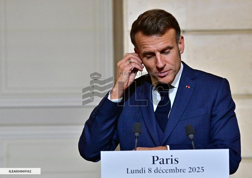 President Macron And PM Plenkovic Give A Press Conference - Paris
