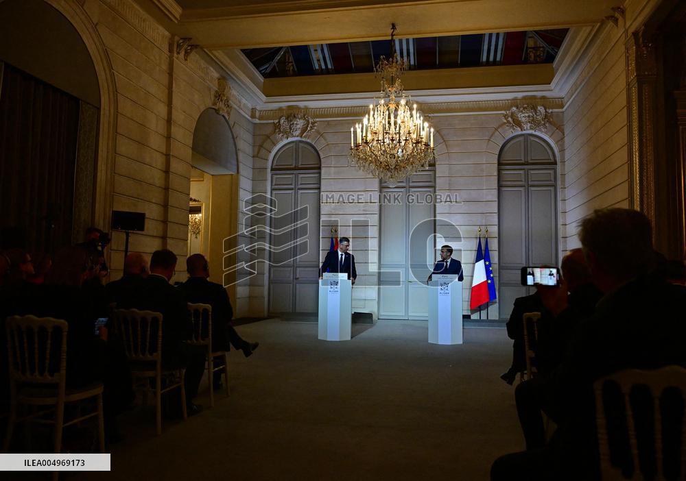 President Macron And PM Plenkovic Give A Press Conference - Paris