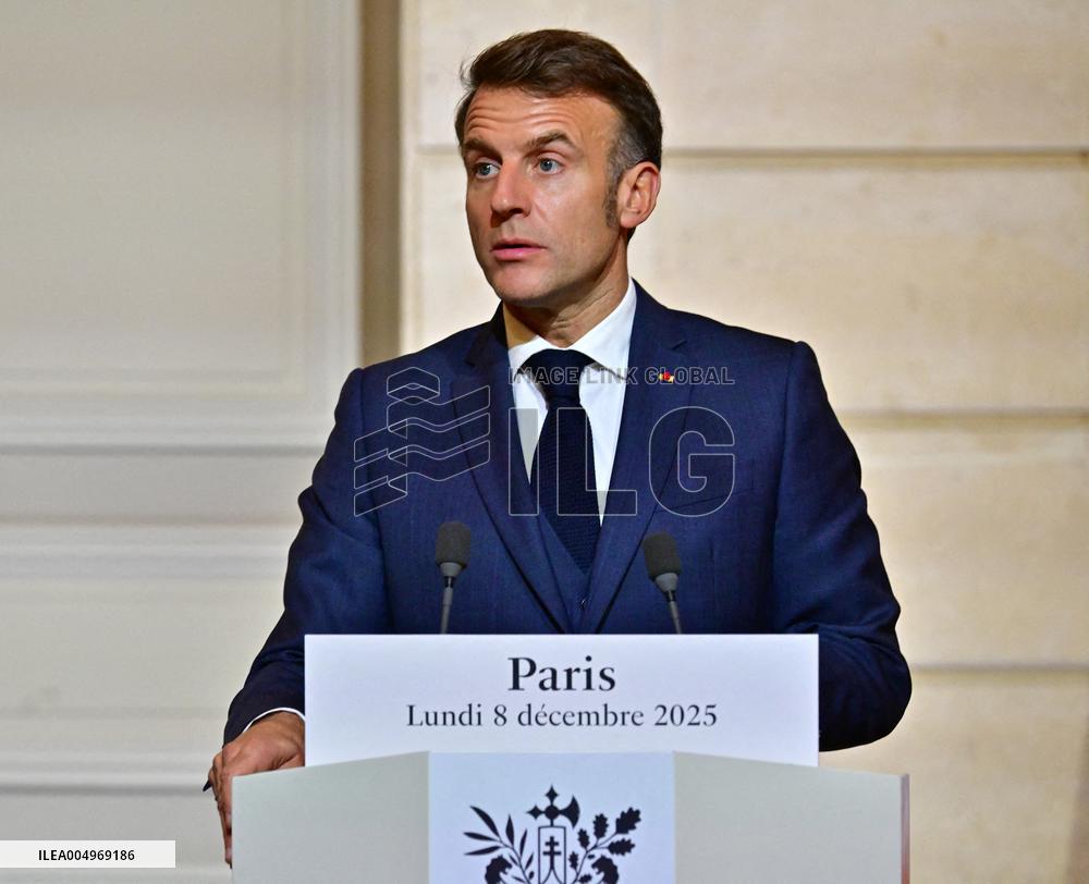President Macron And PM Plenkovic Give A Press Conference - Paris