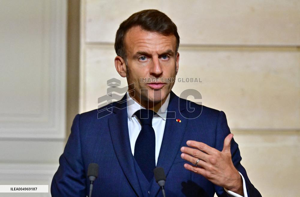 President Macron And PM Plenkovic Give A Press Conference - Paris
