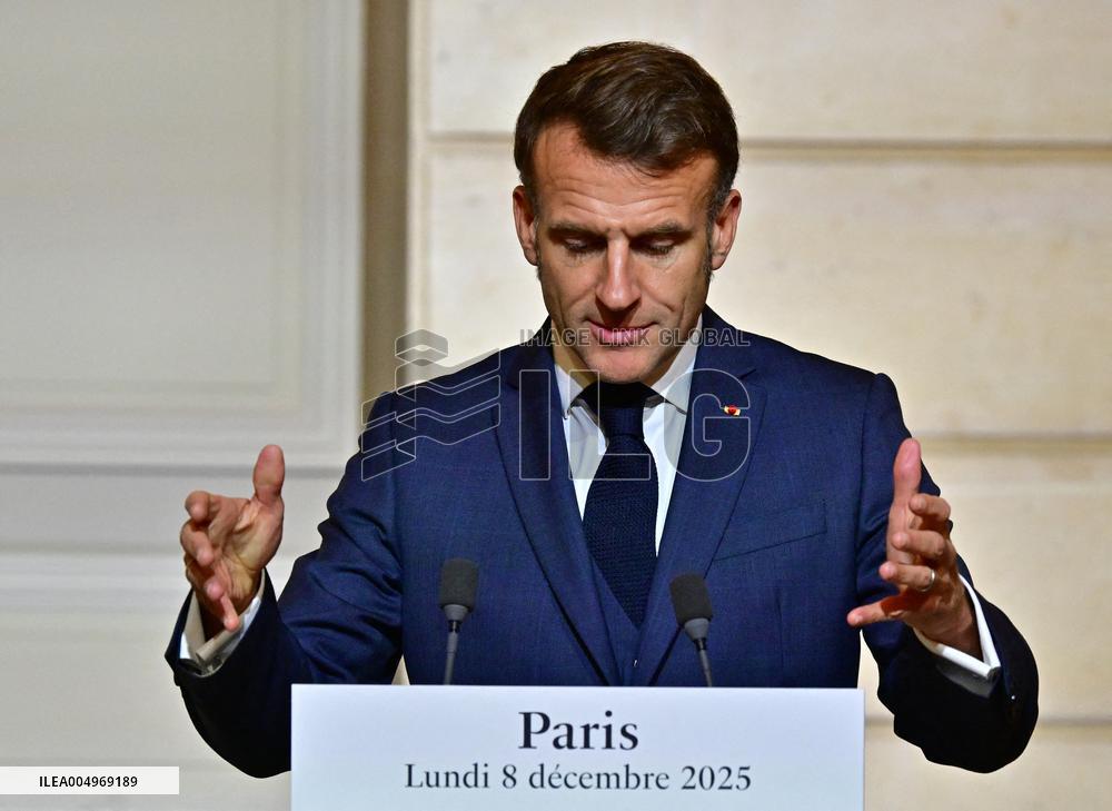 President Macron And PM Plenkovic Give A Press Conference - Paris