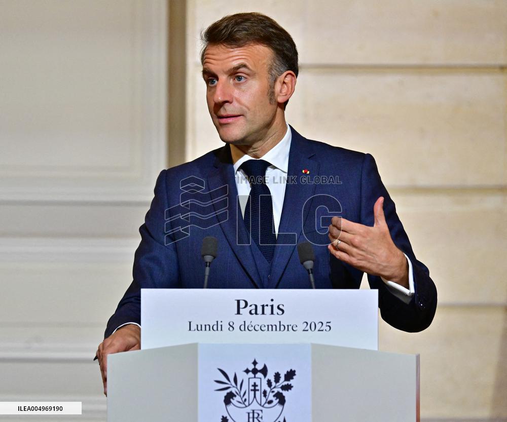 President Macron And PM Plenkovic Give A Press Conference - Paris