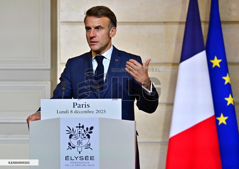 President Macron And PM Plenkovic Give A Press Conference - Paris