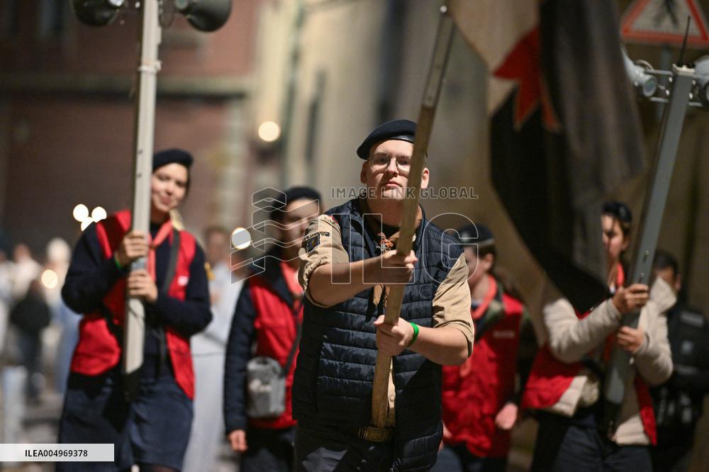 Religious Procession During Fete Des Lumieres 2025 - Lyon