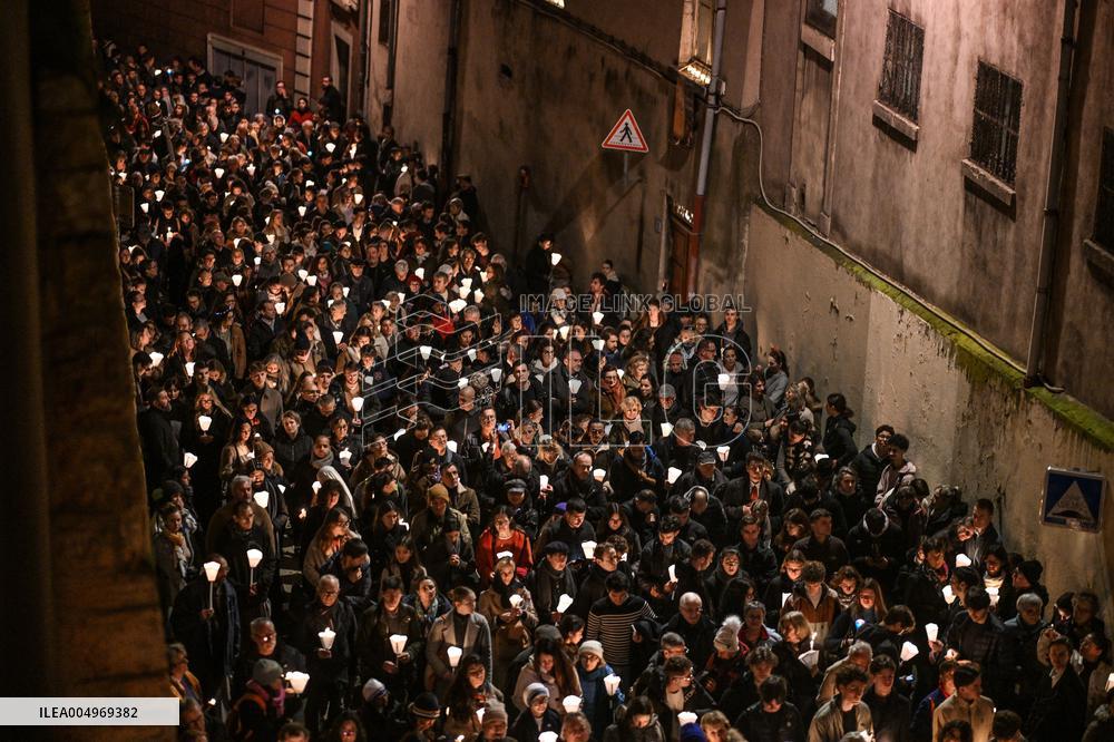 Religious Procession During Fete Des Lumieres 2025 - Lyon