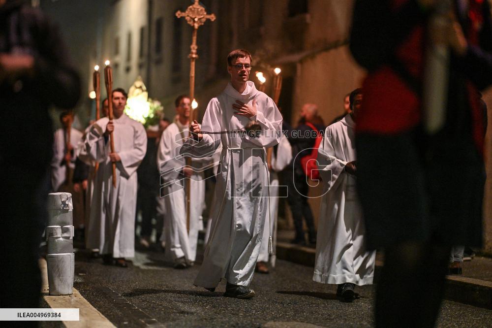 Religious Procession During Fete Des Lumieres 2025 - Lyon