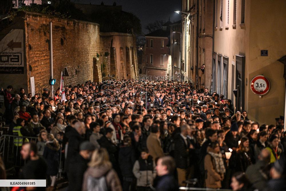 Religious Procession During Fete Des Lumieres 2025 - Lyon