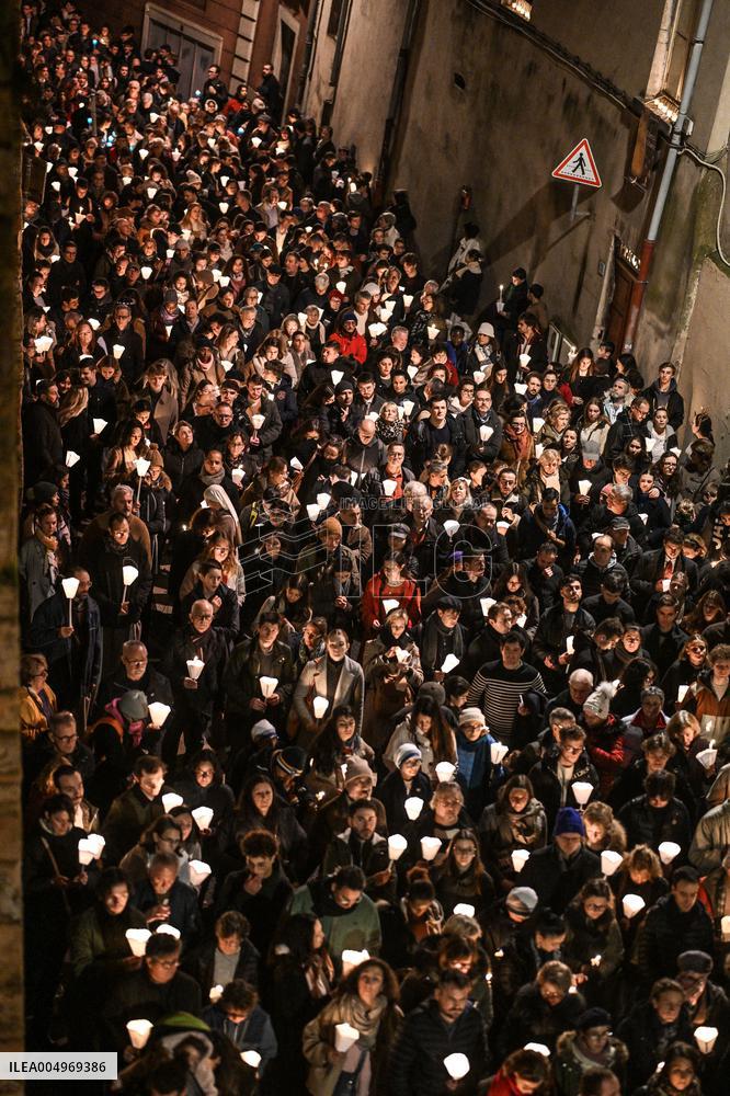 Religious Procession During Fete Des Lumieres 2025 - Lyon