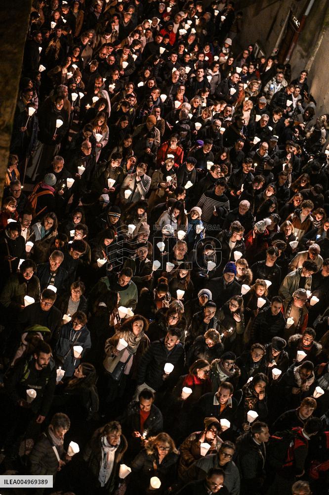 Religious Procession During Fete Des Lumieres 2025 - Lyon