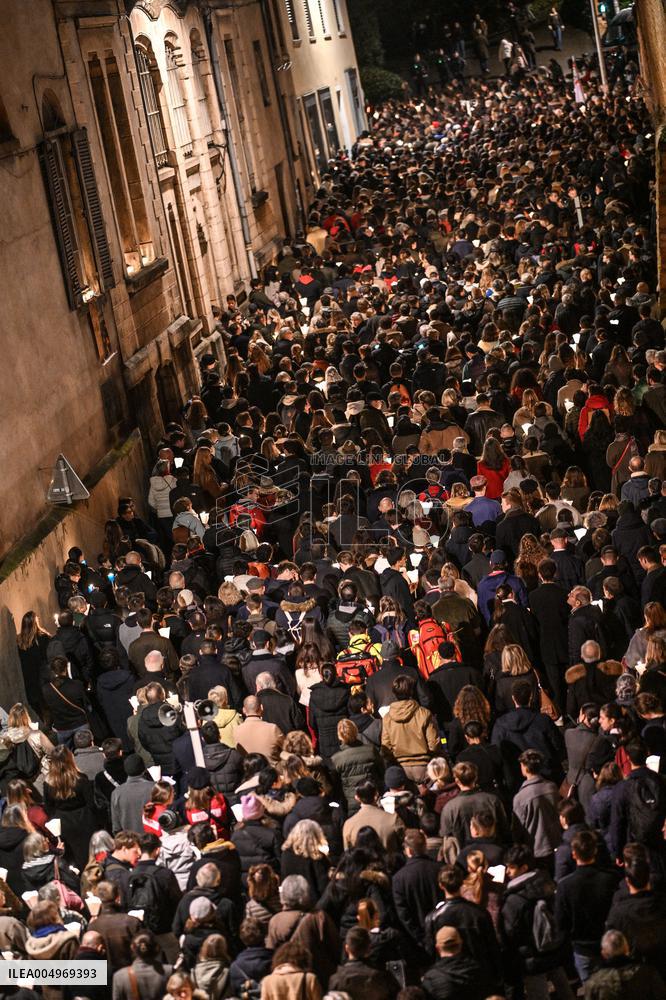 Religious Procession During Fete Des Lumieres 2025 - Lyon