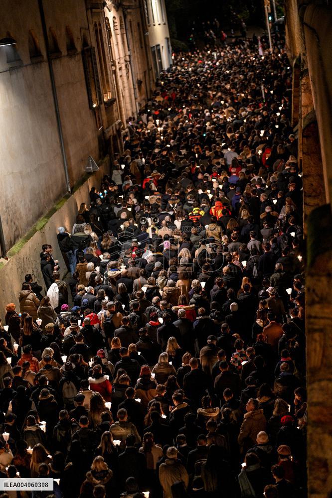 Religious Procession During Fete Des Lumieres 2025 - Lyon