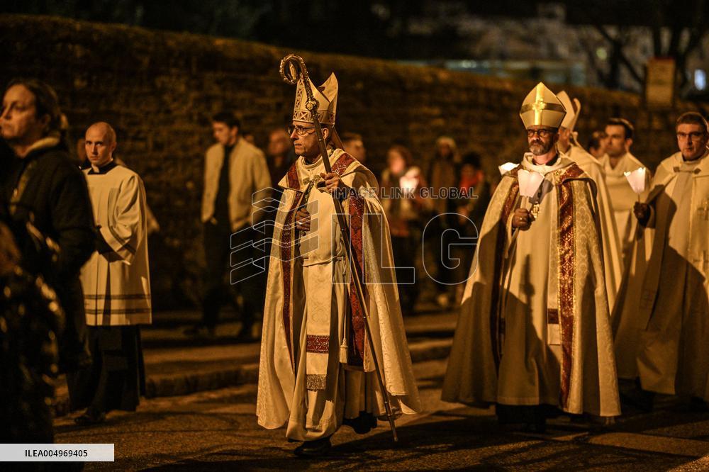 Religious Procession During Fete Des Lumieres 2025 - Lyon