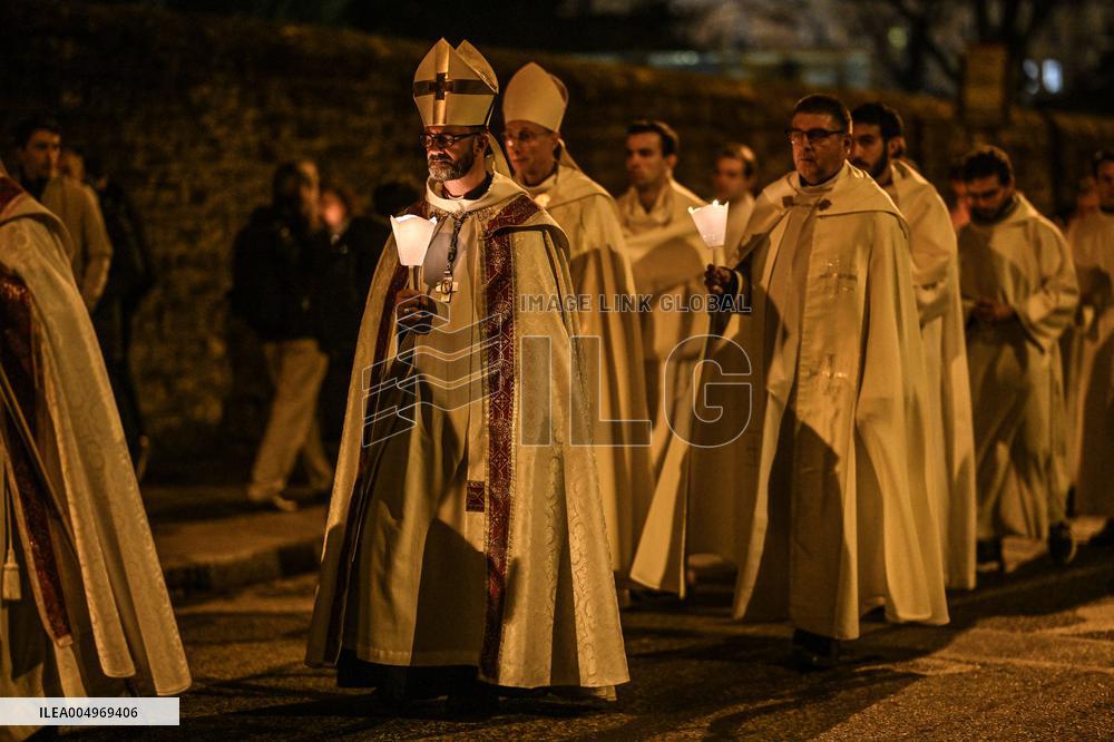 Religious Procession During Fete Des Lumieres 2025 - Lyon