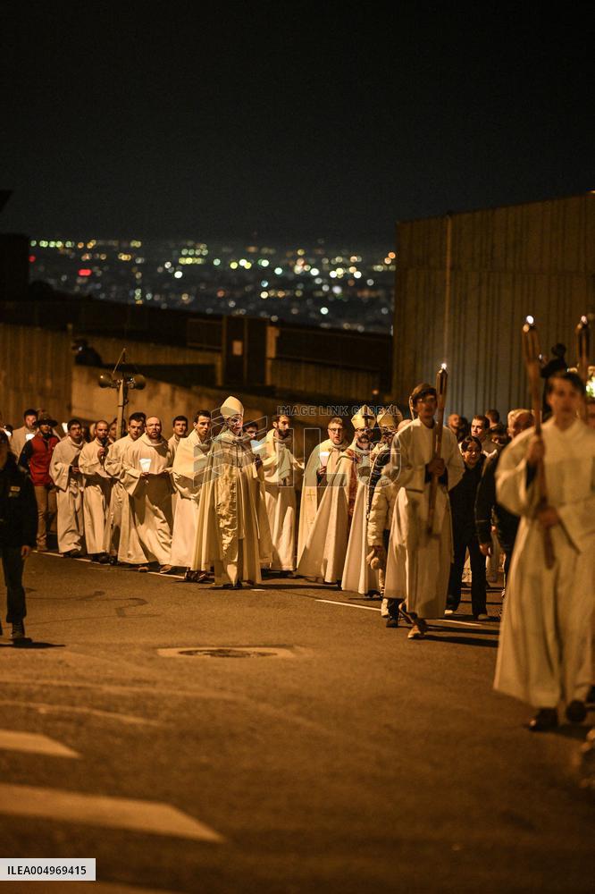 Religious Procession During Fete Des Lumieres 2025 - Lyon