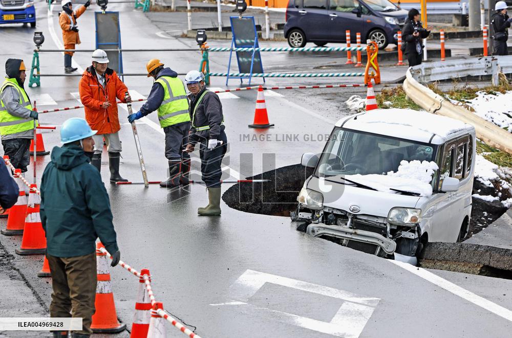 Aftermath of strong quake in northeastern Japan