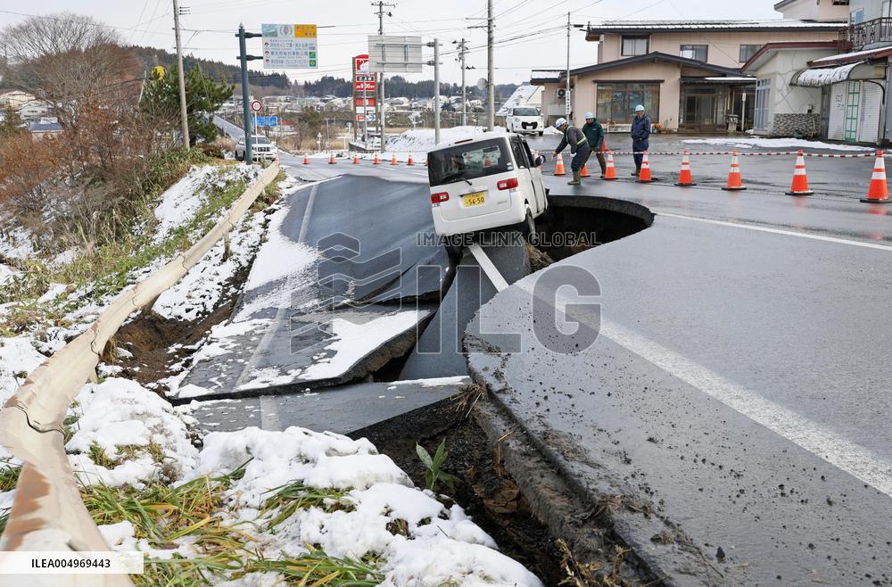 Aftermath of strong quake in northeastern Japan