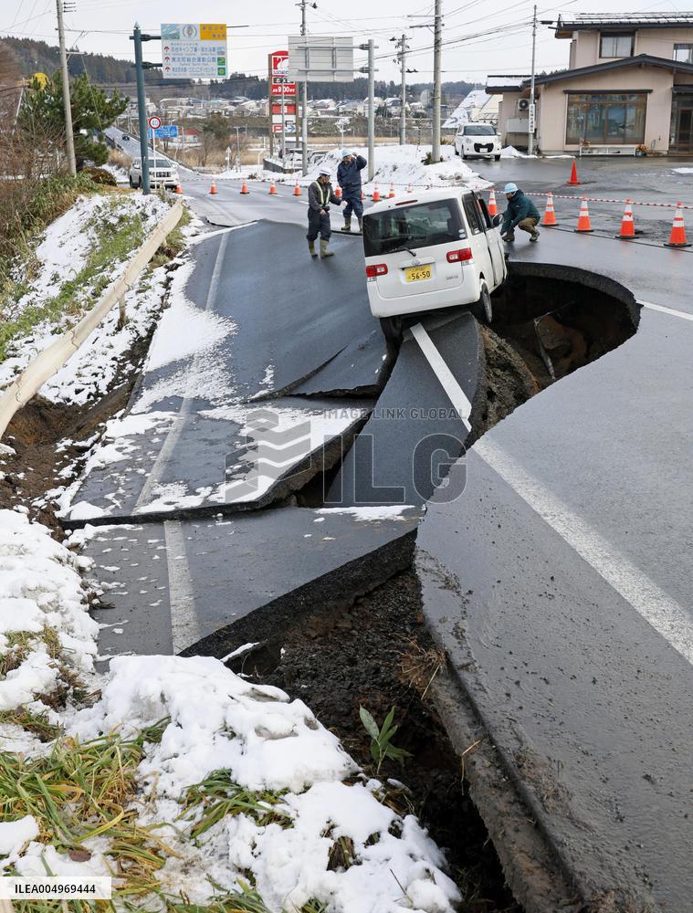 Aftermath of strong quake in northeastern Japan