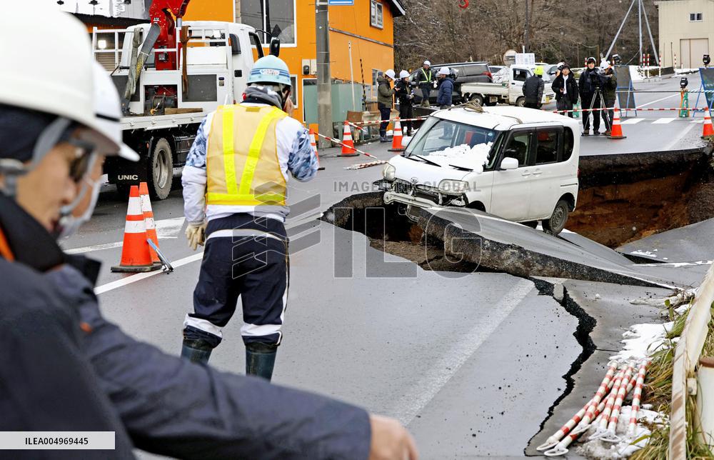 Aftermath of strong quake in northeastern Japan