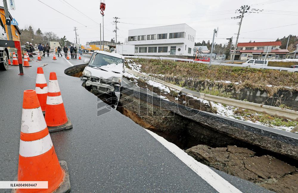 Aftermath of strong quake in northeastern Japan