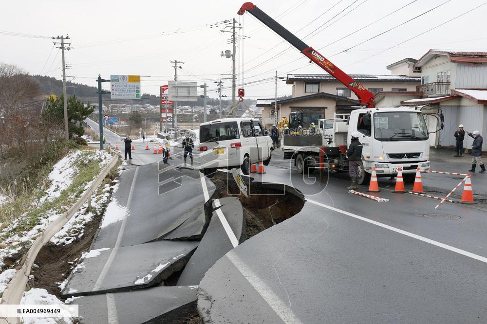 Aftermath of strong quake in northeastern Japan