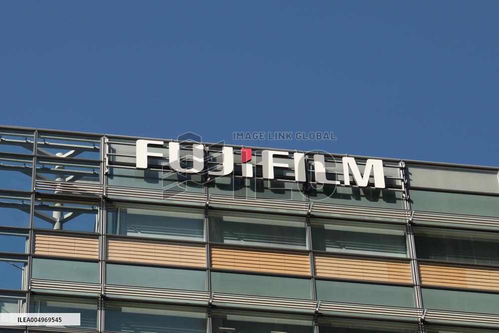 Fujifilm Holdings signboard and logo