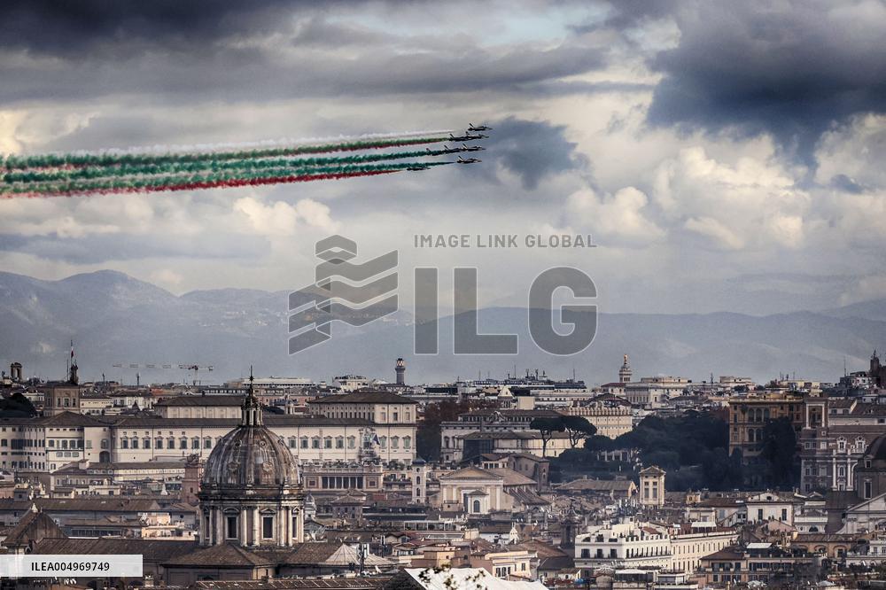 Passage of The Tricolor Arrows Over the - Rome