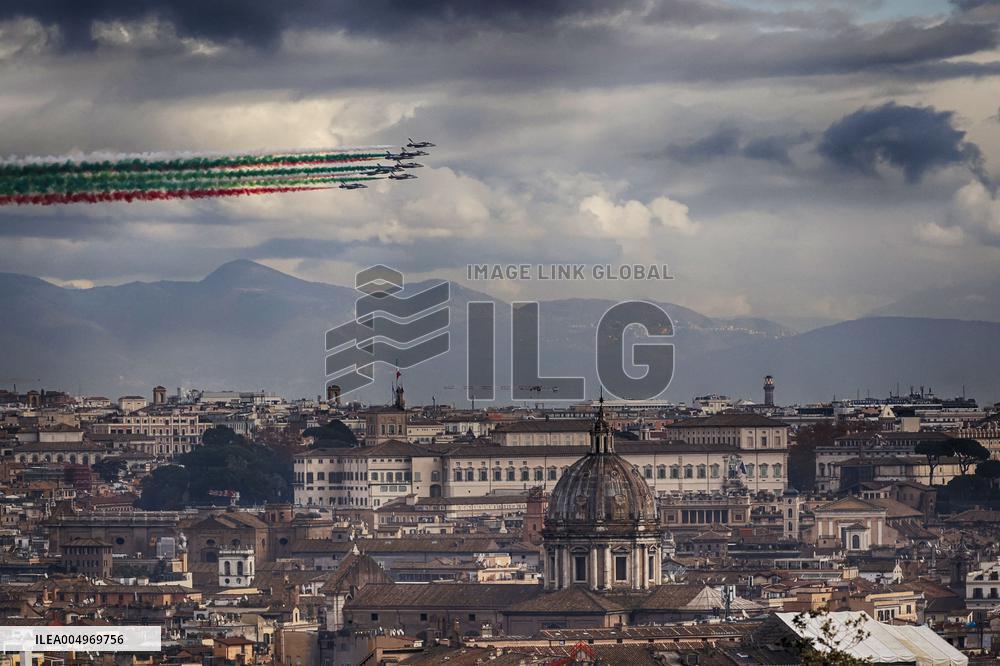 Passage of The Tricolor Arrows Over the - Rome