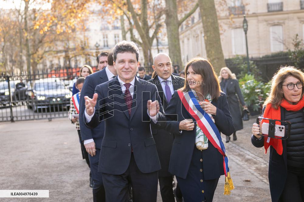 Inauguration of the Nicolae Titulescu walkway by Anne Hidalgo and the President of Romania - Paris AJ