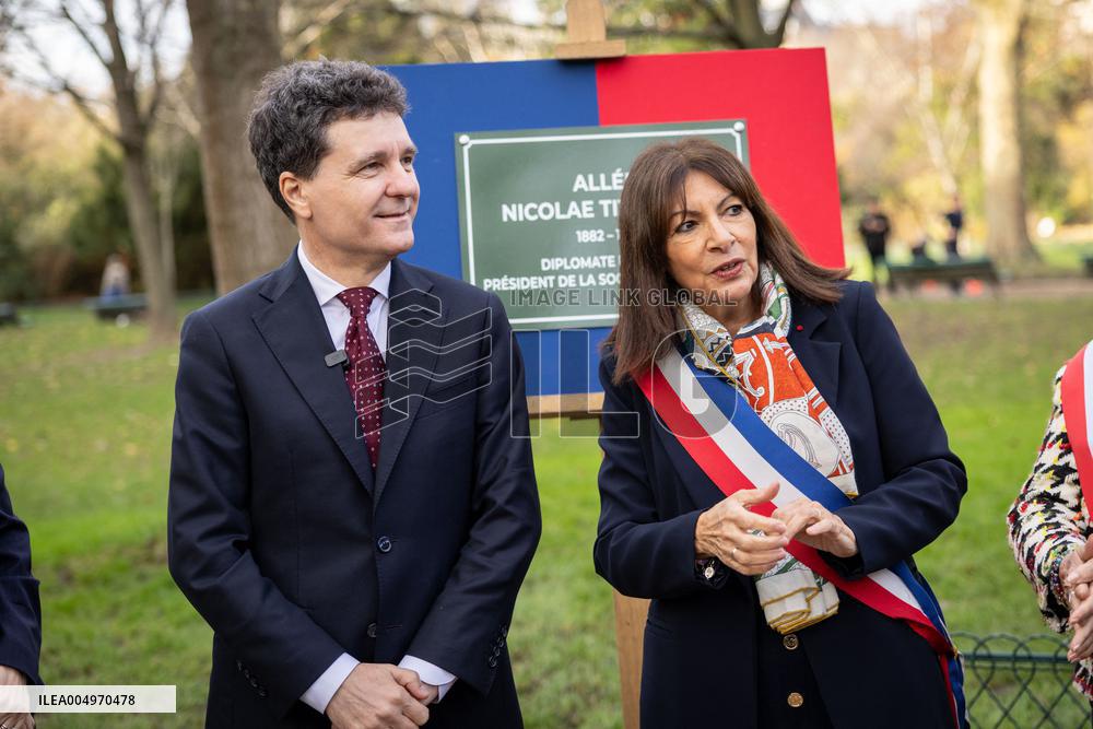 Inauguration of the Nicolae Titulescu walkway by Anne Hidalgo and the President of Romania - Paris AJ