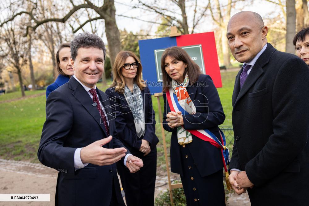 Inauguration of the Nicolae Titulescu walkway by Anne Hidalgo and the President of Romania - Paris AJ