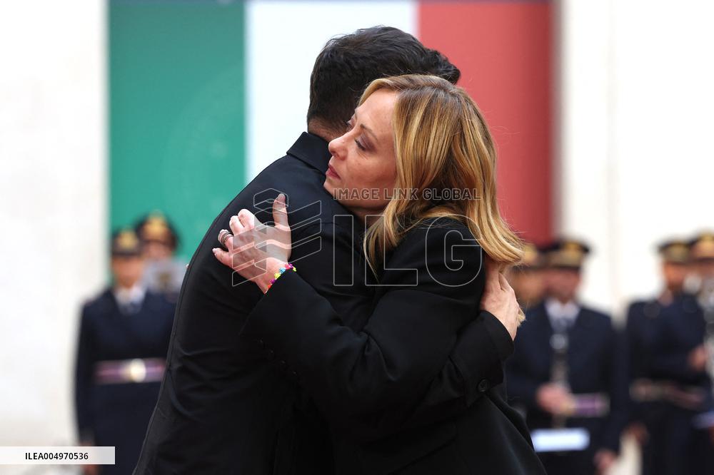 Giorgia Meloni Receives Volodymyr Zelenskyy - Rome