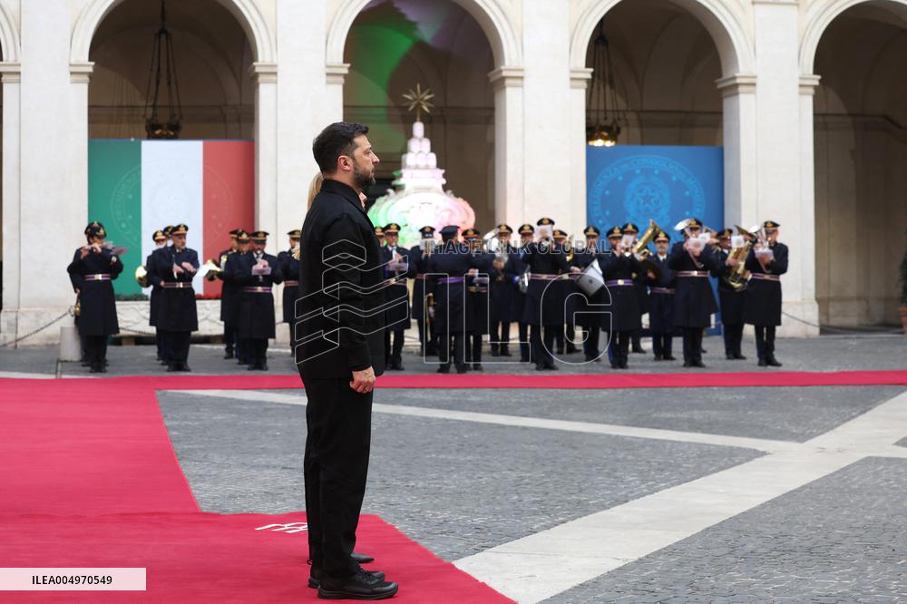 Giorgia Meloni Receives Volodymyr Zelenskyy - Rome