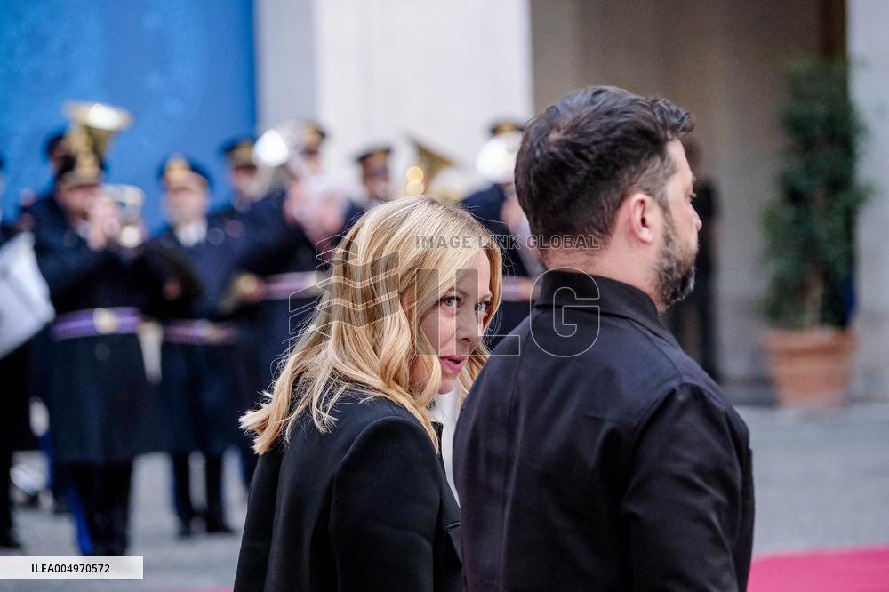 Giorgia Meloni Receives Volodymyr Zelenskyy - Rome