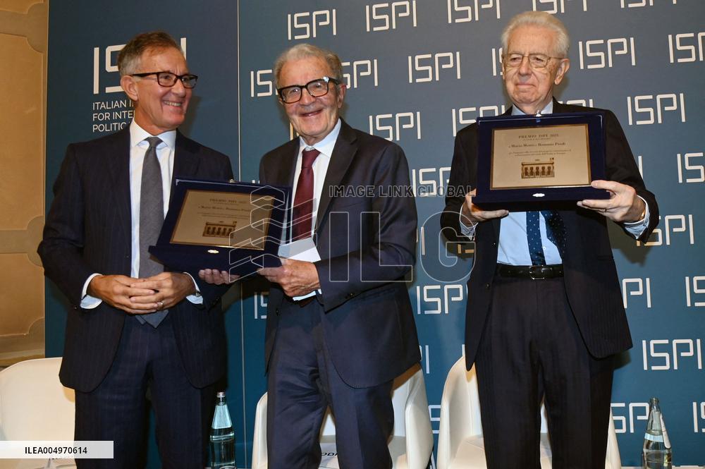 Mario Monti and Romano Prodi At ISPI 2025 Award Ceremony - Milan