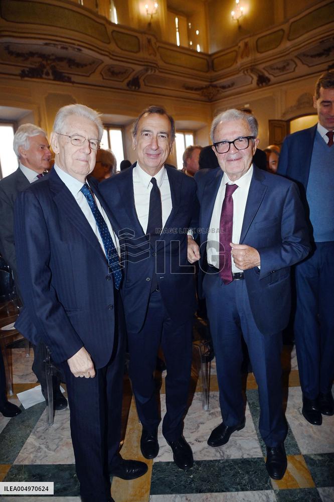 Mario Monti and Romano Prodi At ISPI 2025 Award Ceremony - Milan