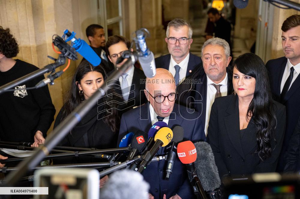 National Assembly - Politics after vote at Hall of Four Columns - Paris