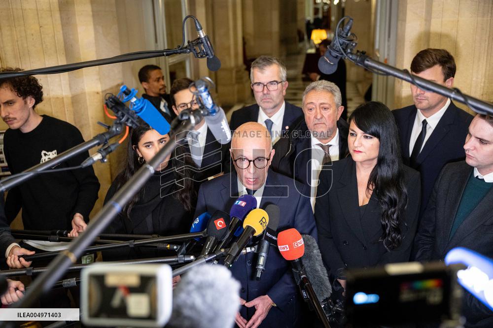 National Assembly - Politics after vote at Hall of Four Columns - Paris