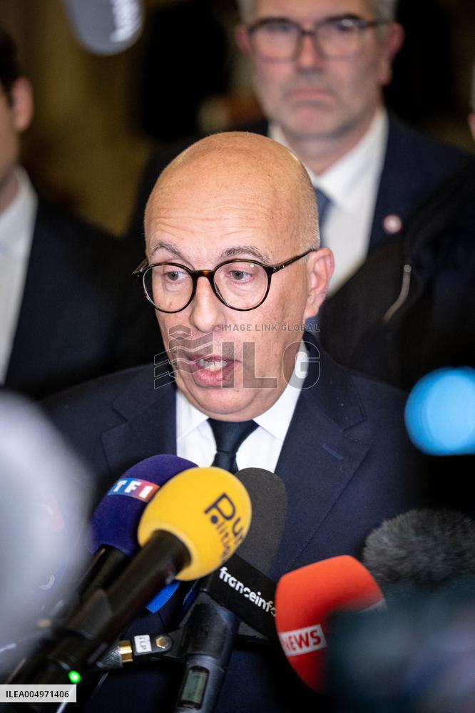 National Assembly - Politics after vote at Hall of Four Columns - Paris
