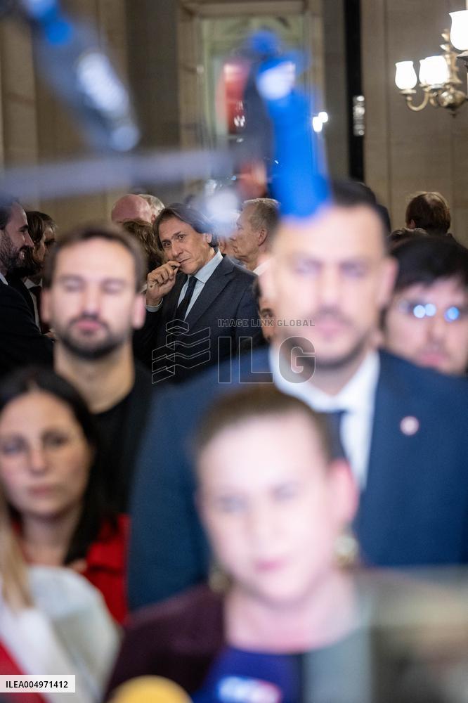 National Assembly - Politics after vote at Hall of Four Columns - Paris